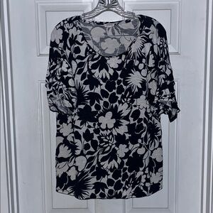 Westport White and Blue 3/4 Sleeve Blouse